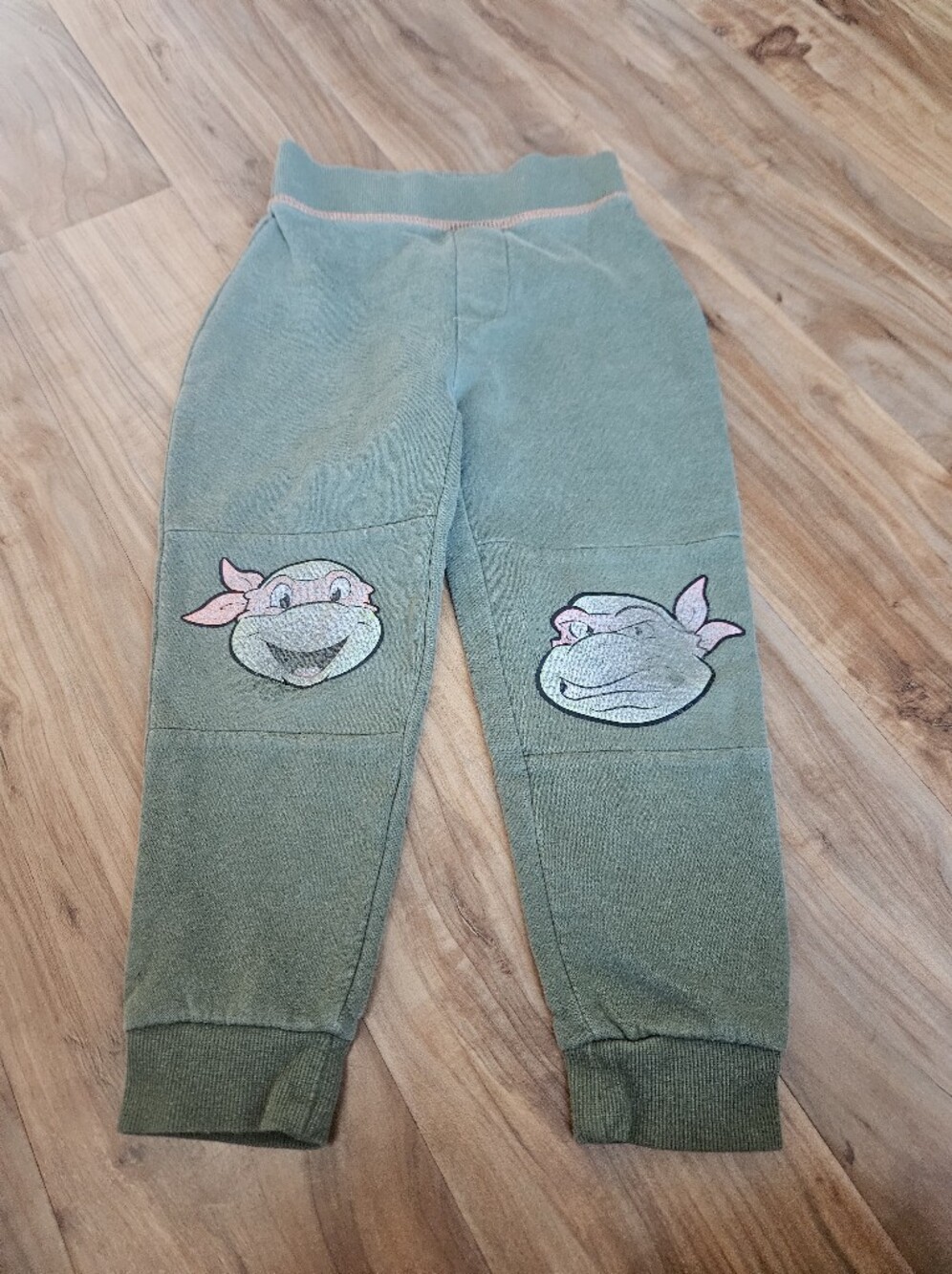 Nickelodeon Green Jogger Pants with Pink Teenage Mutant Ninja Turtle Faces 4t